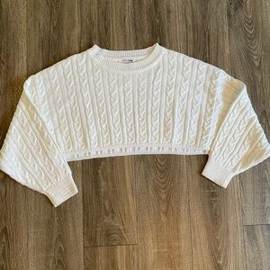 Cropped white sweater